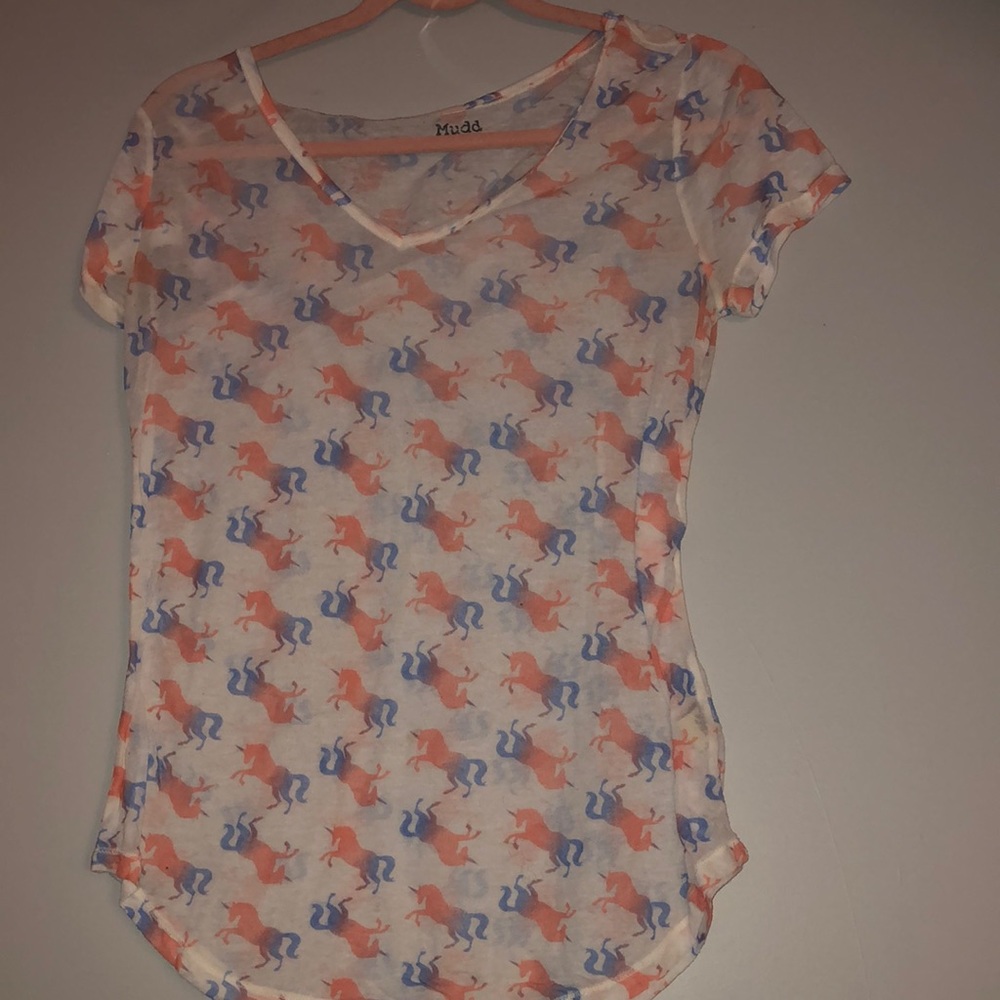 Sheer unicorn print tee